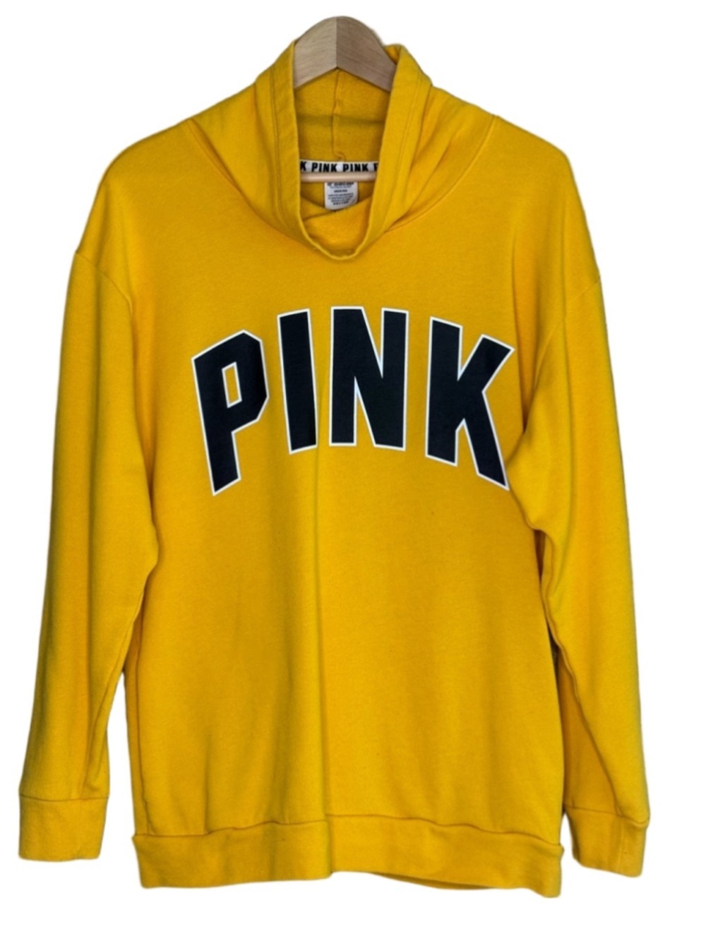 PINK Victoria's Secret Bright Yellow Scuba Neck Sweatshirt size medium